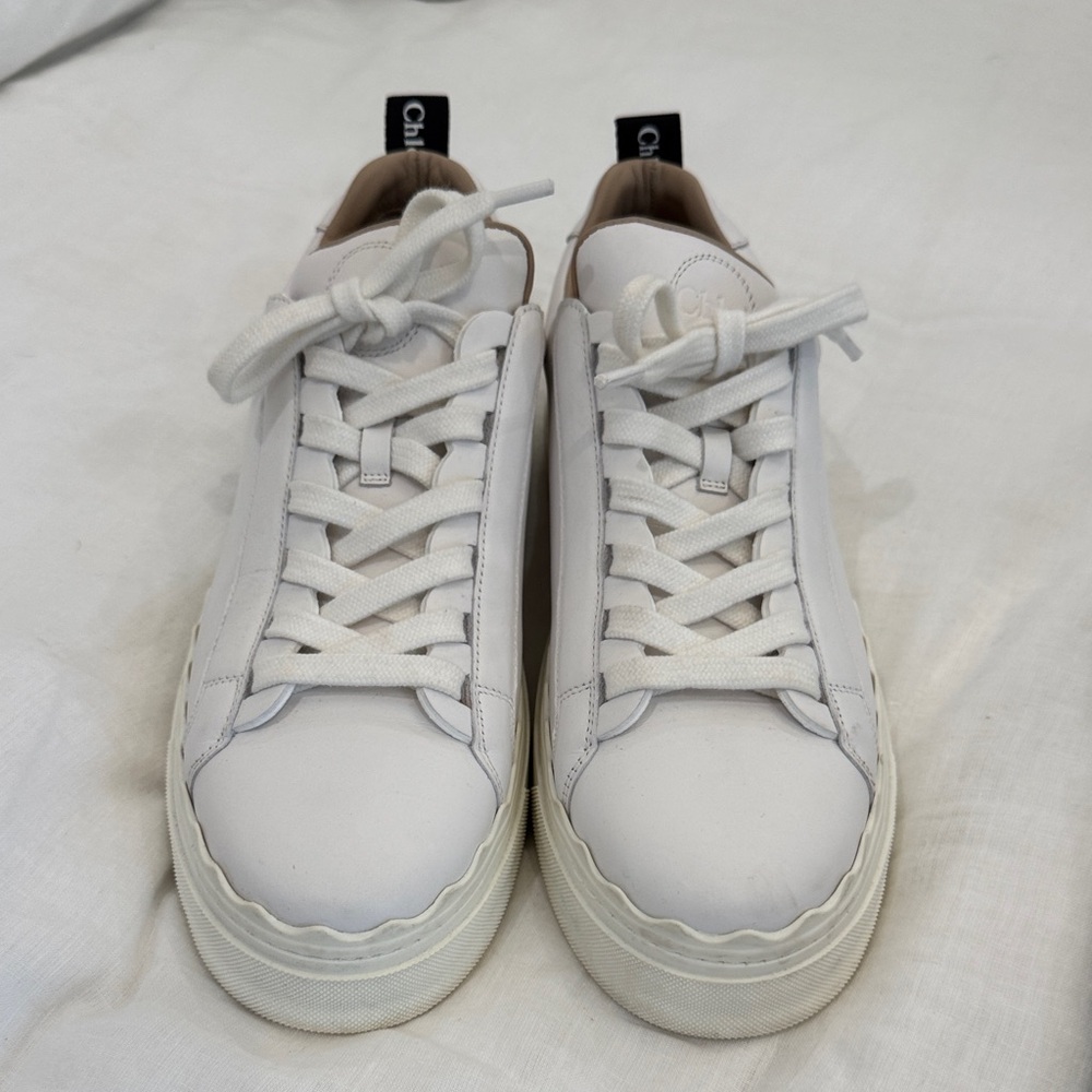 Chloe Cream Lace-Up Sneakers - Picture 3 of 6